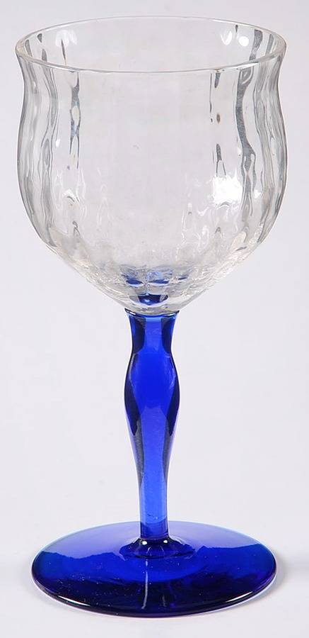 350 (Block Optic, Blue Iridescent Stem) Wine Glass by Bryce-1