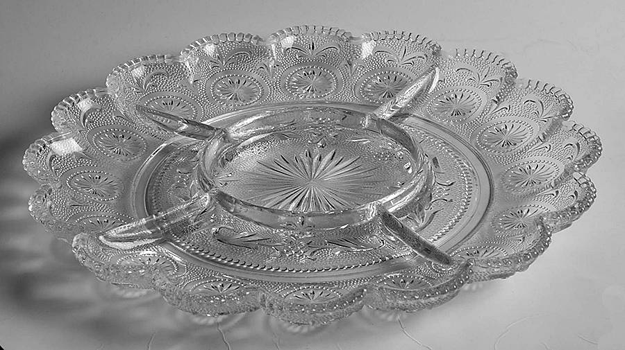 American Concord Clear 11" Round 5 Part Relish by Brockway Glass Co.-1