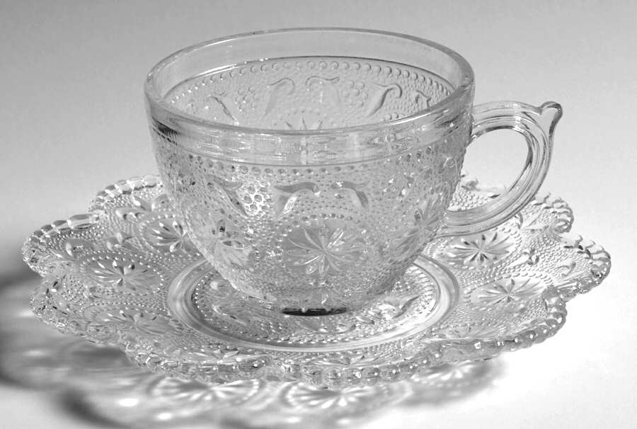 American Concord Clear Cup & Saucer Set by Brockway Glass Co.-1