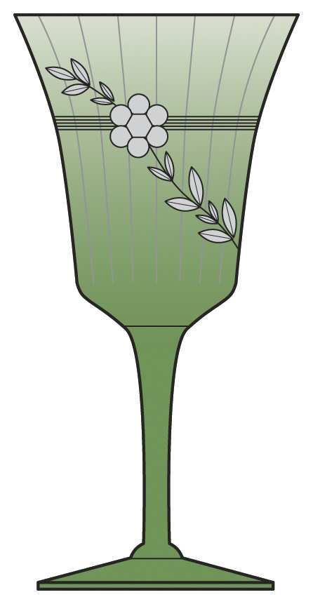 Cut 52 Green Water Goblet by Bartlett Collins-1