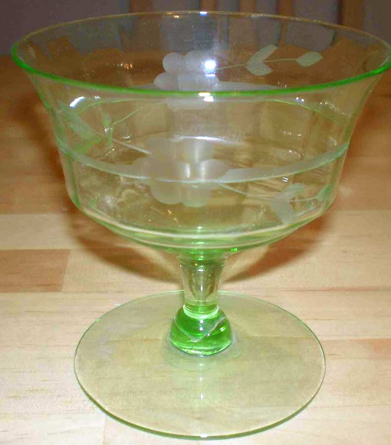 Cut 52 Green Low Sherbet by Bartlett Collins-1
