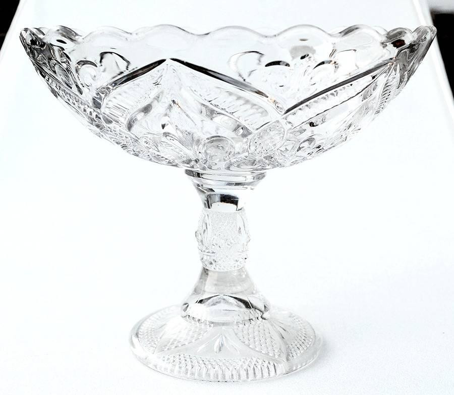 Arched Fleur De Lis Clear Round Compote (Height X Width) by Bryce-1