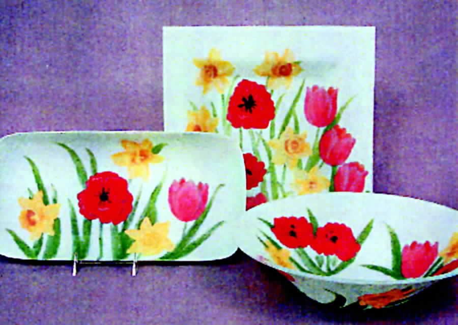 Spring Garden (Frosted Glass) 16" Rectangular Platter by Block-1