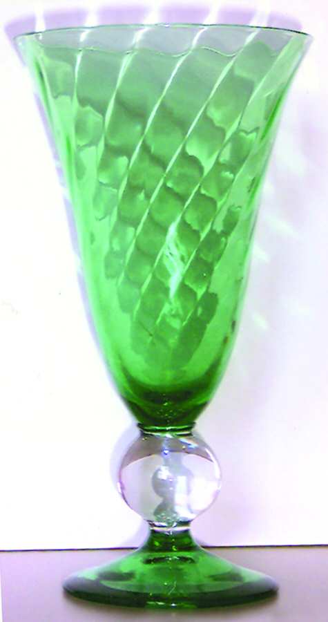 Apollo Green (Spiral Optic) Water Goblet by Bryce-1
