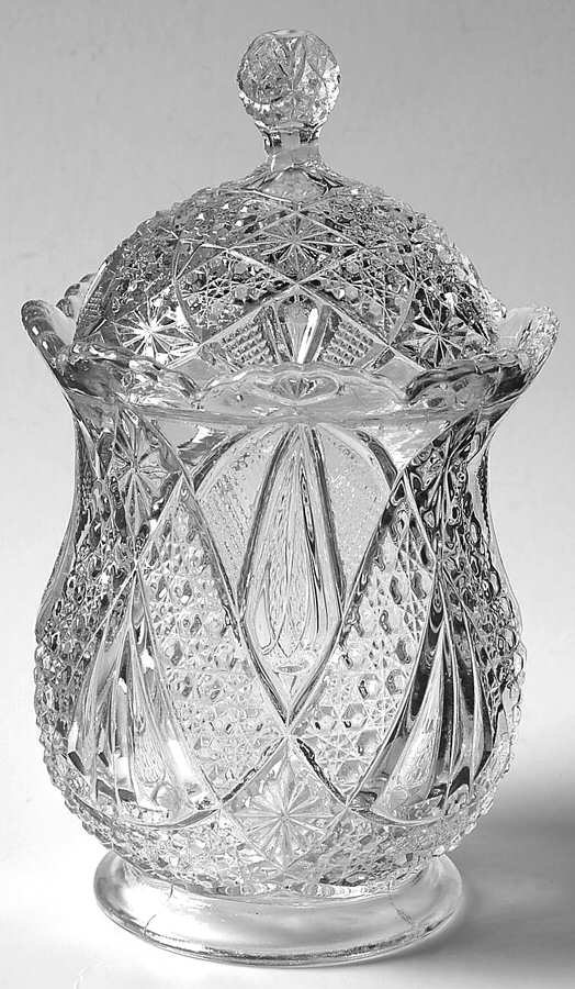 Twin Teardrops Clear Sugar Bowl & Lid by Bryce-1