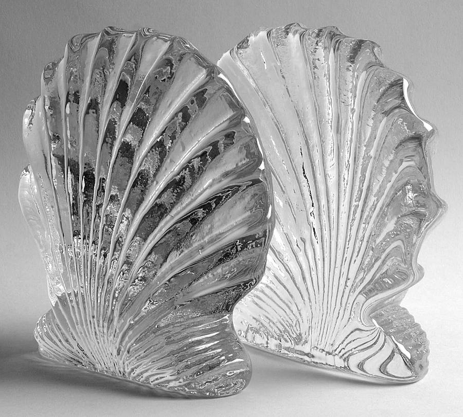 Animals & Figurines (Pair) #944 Seashell Bookeends by Blenko-1