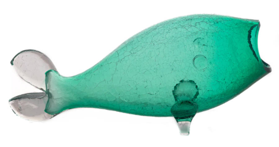 Animals & Figurines #971L Fish with Crackled Finish by Blenko-1