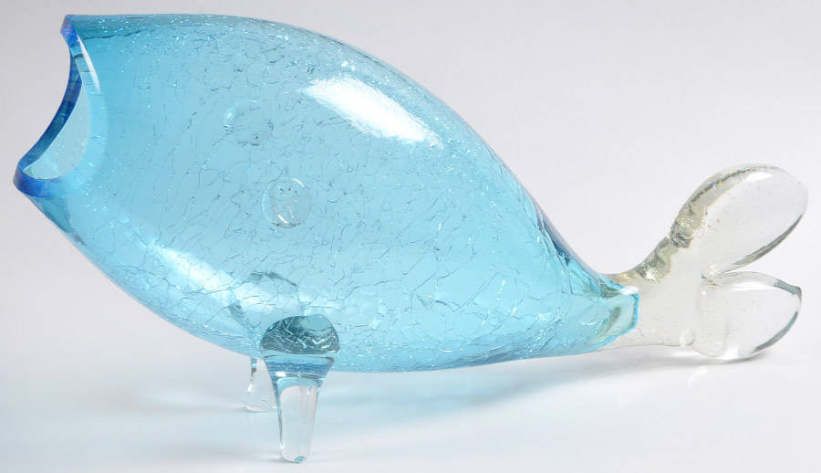 Animals & Figurines #971L Fish with Crackled Finish by Blenko-1