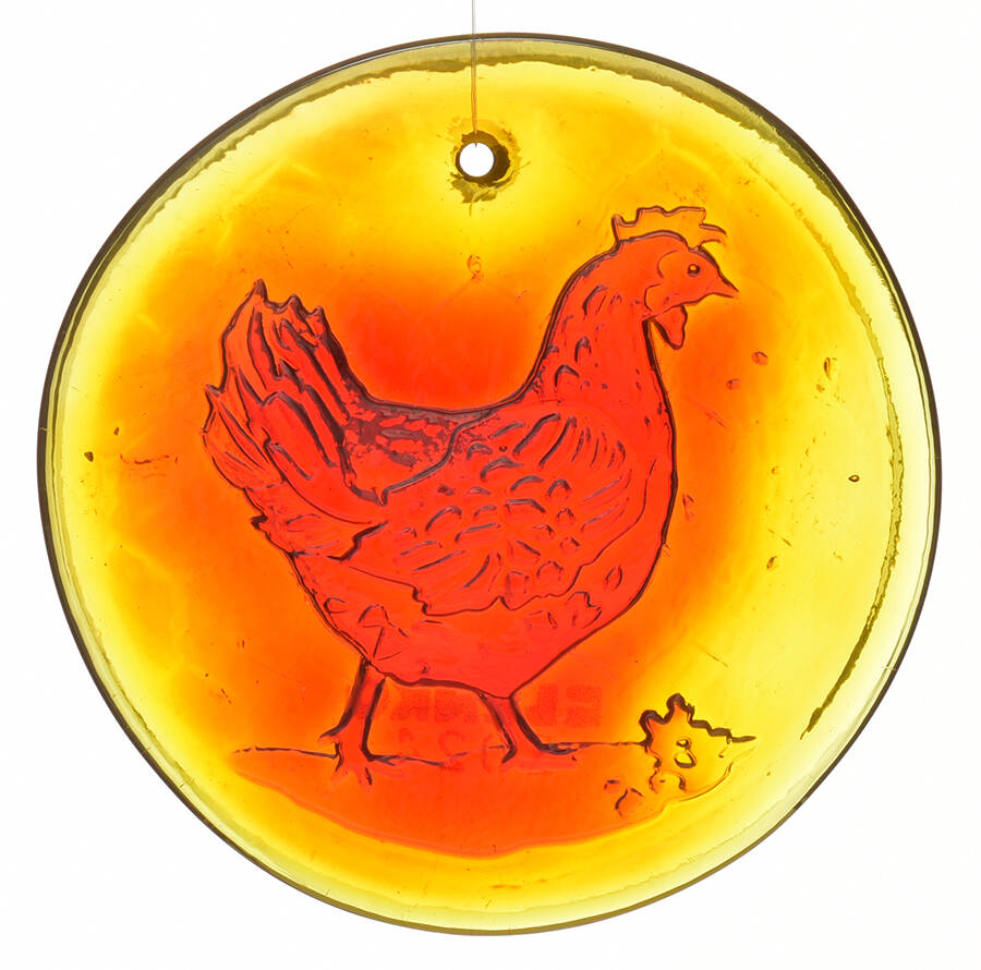 Animals & Figurines 4" Chicken Suncatcher Ornament by Blenko-1