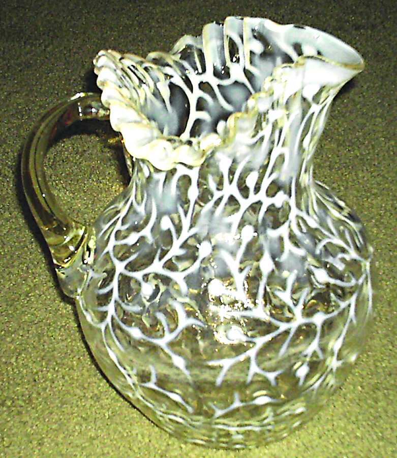Seaweed White Opalescent Pitcher by Beaumont-1