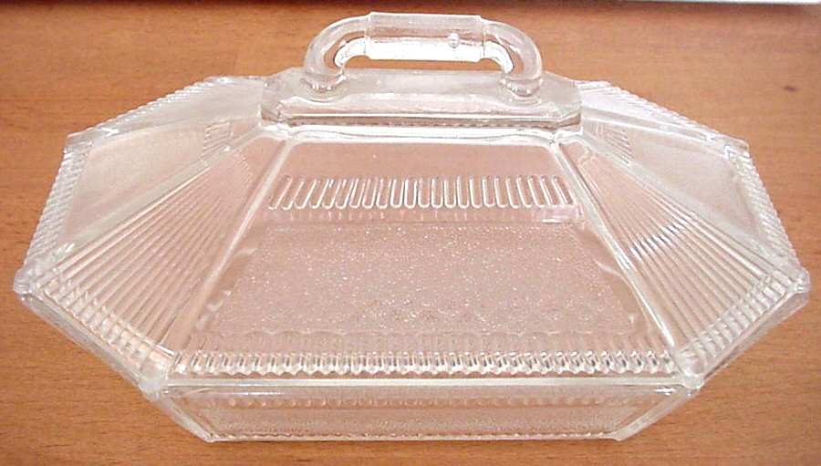 Pleat and Panel Clear Butter Dish by Bryce-1