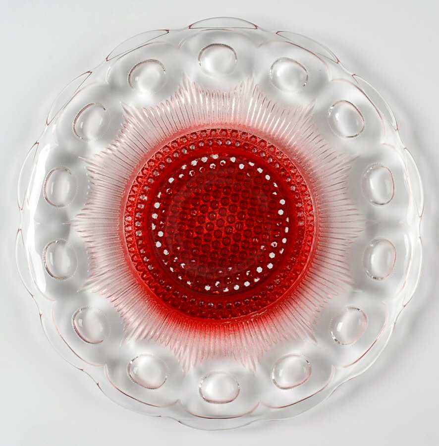 St Genevieve Ruby Stain 10" Sandwich Plate by Bartlett Collins-1