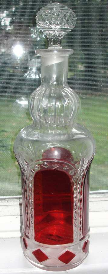 Aurora Ruby Flash Decanter & Stopper by Brilliant Glass Work-1
