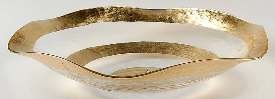 Gold Leaf 14" Round Bowl by Badash Crystal-1