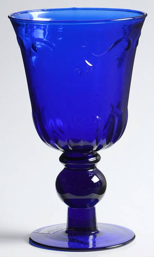 Pressed Glass Blue Water Goblet by Bombay-1
