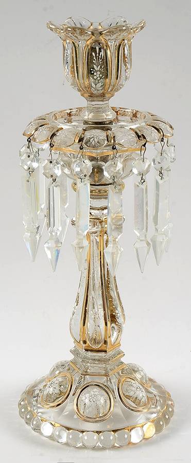 Medallion Single Candlestick with Bobeche and 14 Prisms by Baccarat-1