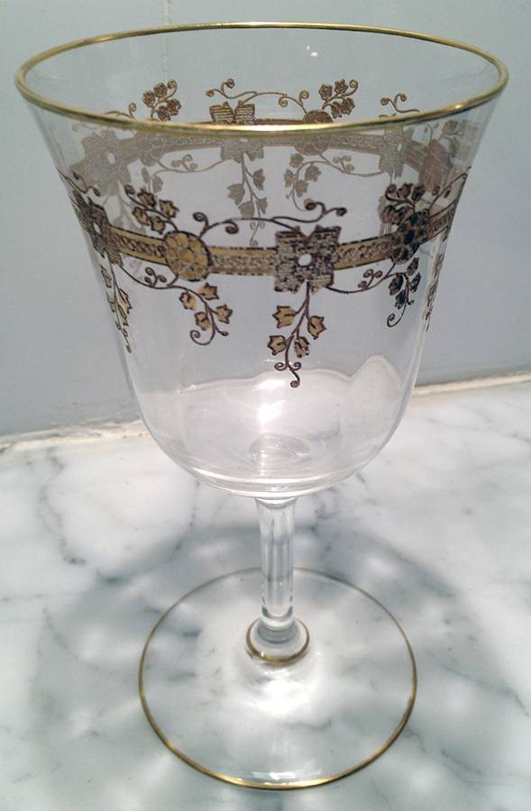 Etch 525 (Gold Encrusted) Water Goblet by Bryce-1