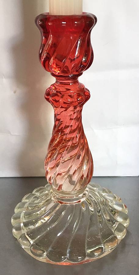 Swirl Rose 7" Single Light Candlestick by Baccarat-1