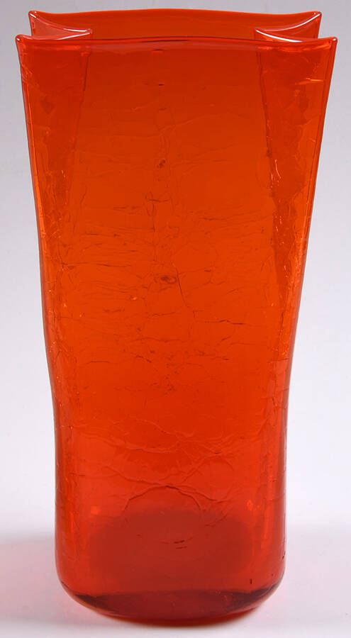Vases #8813M 10" Paper Bag Vase with Crackled Finish by Blenko-1
