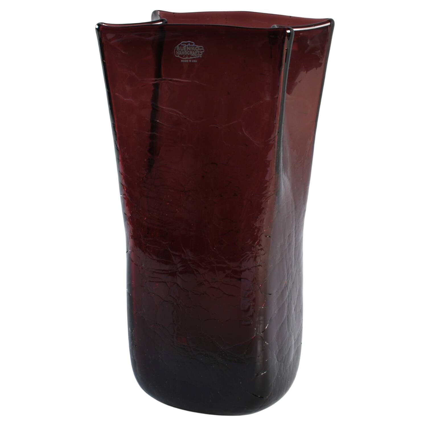 Vases #8813M 10" Paper Bag Vase with Crackled Finish by Blenko-1