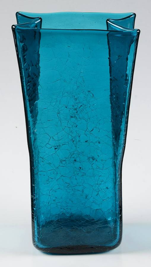 Vases #8813M 10" Paper Bag Vase with Crackled Finish by Blenko-1