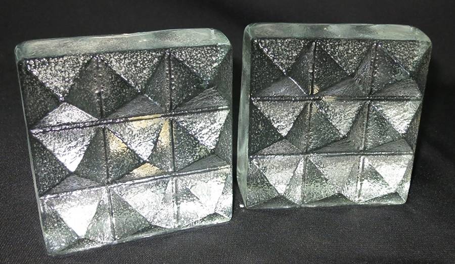 Diamonds #801 Diamond Bookends - Set of 2 by Blenko-1