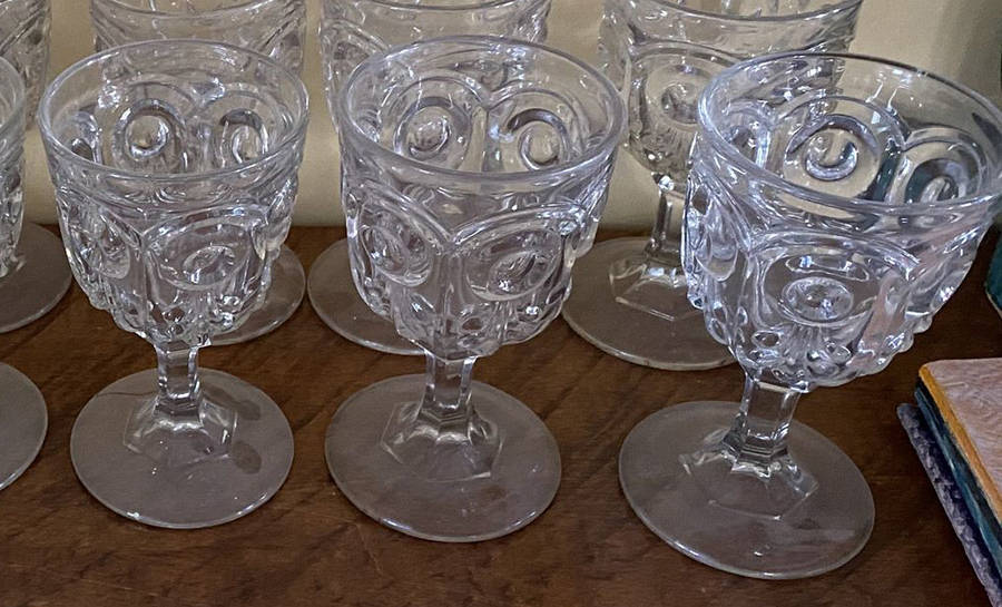 Bulls Eye with Fleur de Lis Water Goblet by Boston & Sandwich-1