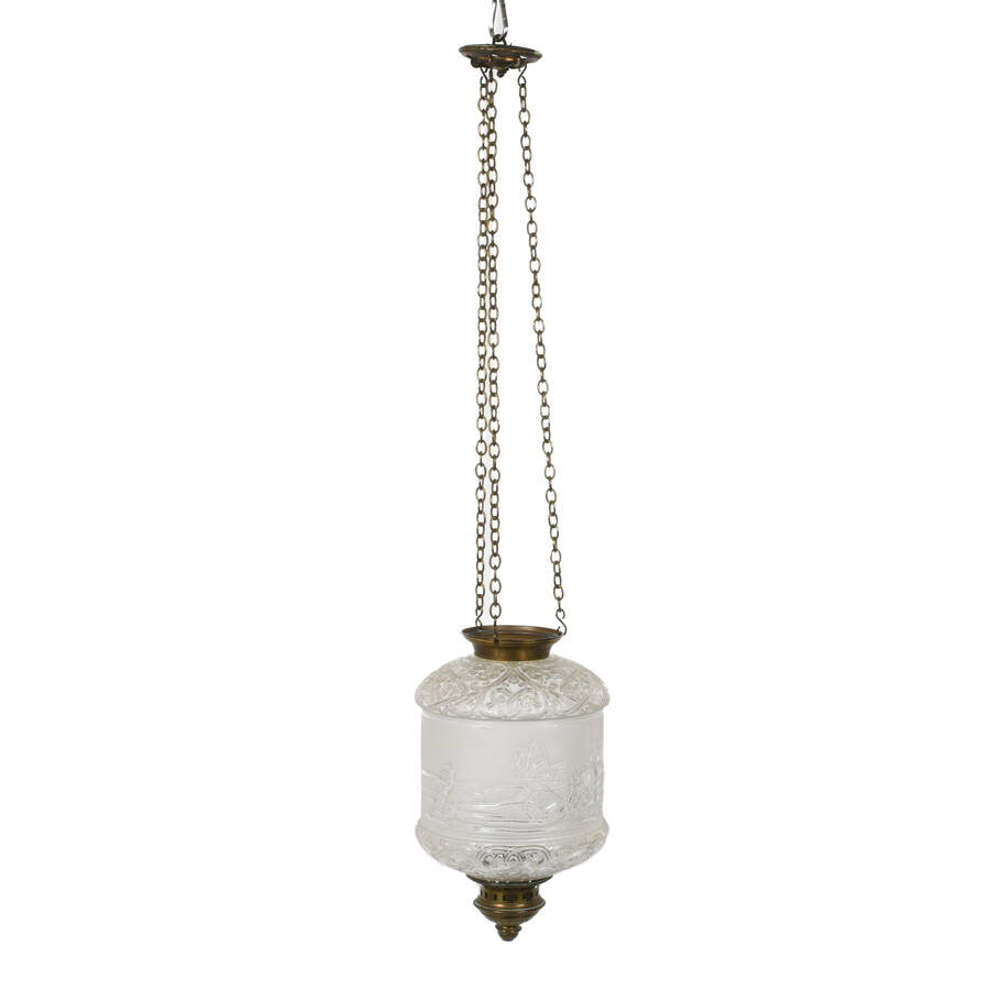 Lantern Hanging Ceiling Lights Hanging White Embossed Lantern with Hunt Scene by Baccarat-1