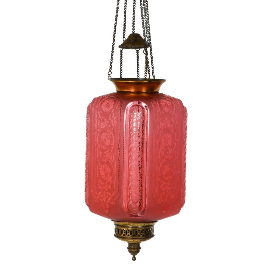 Lantern Hanging Ceiling Lights Hanging Red Etched Lantern by Baccarat-1