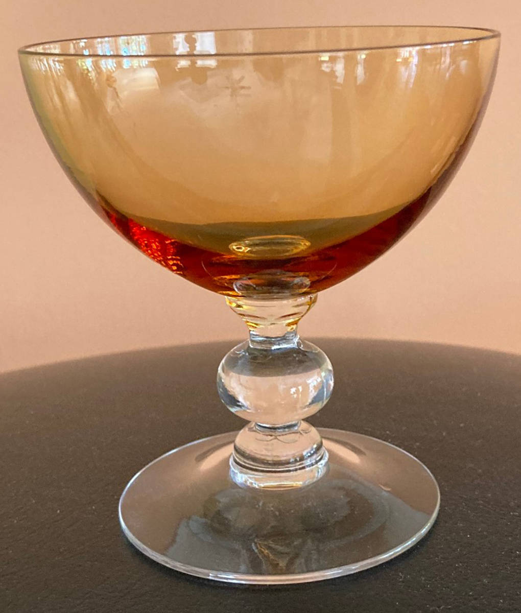3103 Amber (Clear Stem) Champagne/Tall Sherbet by Cambridge-1