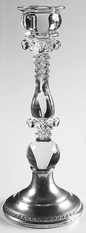 3121 Clear (Optic) 9" Single Light Candlestick W/Sterling Base by Cambridge-1