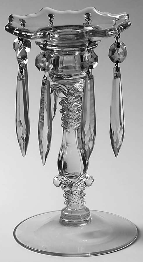 3121 Clear (Optic) 7" Candlestick with Bobeche and Prisms by Cambridge-1