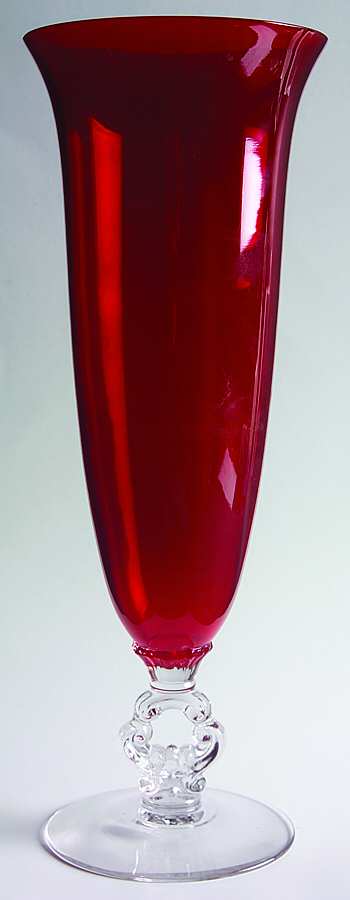 3400 Ruby 13" Keyhole-Stem Footed Vase by Cambridge-1