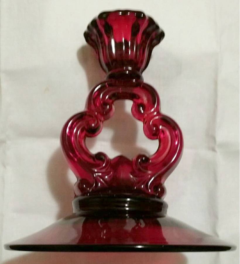 3400 Ruby 5" KeyHole Candlestick w/Round Base by Cambridge-1