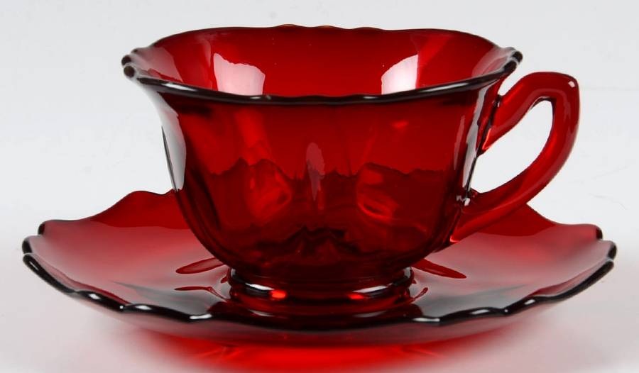 3400 Ruby Cup and Saucer Set (Shape 3500) by Cambridge-1