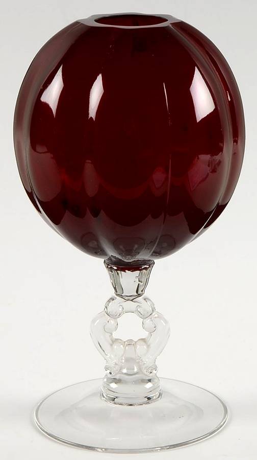 3400 Ruby #3400/1236 8" Footed Ivy Vase by Cambridge-1