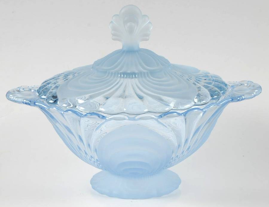 Alpine Blue (Stem 300) Footed Candy Dish & Lid by Cambridge-1