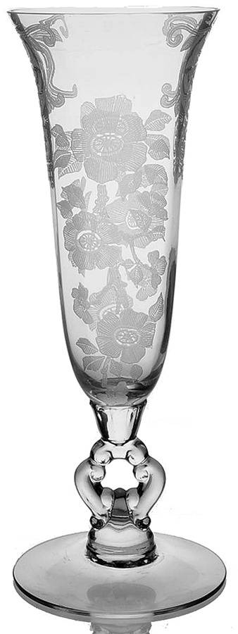 Apple Blossom Clear (Stem 3130) 10" Keyhole-Stem Footed Vase by Cambridge-1