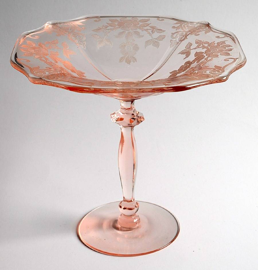 Apple Blossom Pink (Stem 3130) 3400 7" Height X 7" Width Tall Comport by Cambridge-1
