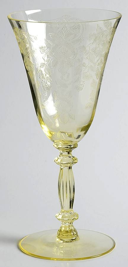 Apple Blossom Yellow (Stem 3130) Water Goblet by Cambridge-1