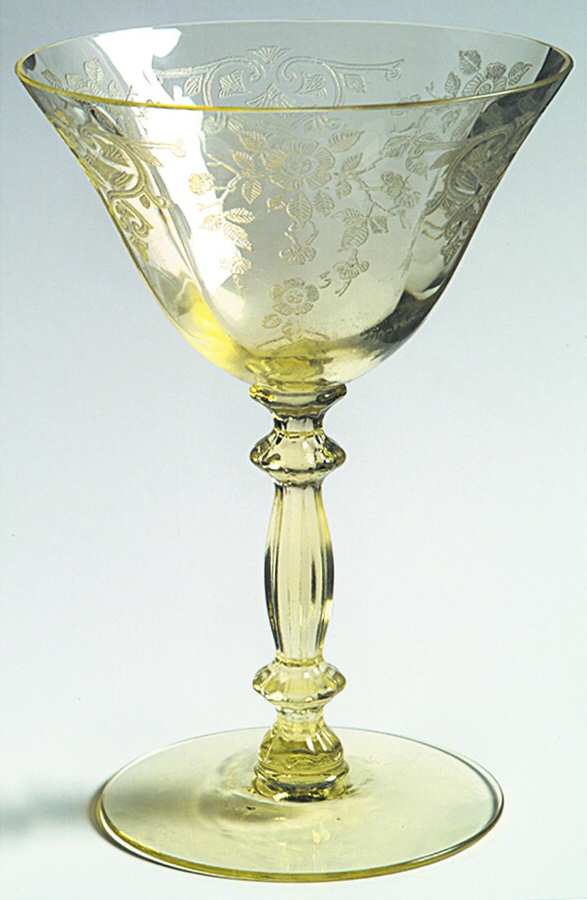 Apple Blossom Yellow (Stem 3130) Champagne/Tall Sherbet by Cambridge-1