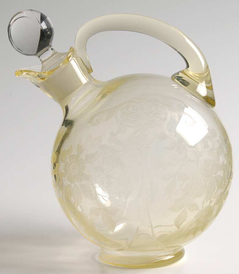 Apple Blossom Yellow (Stem 3130) 3400/92 32 Oz Decanter & Stopper by Cambridge-1