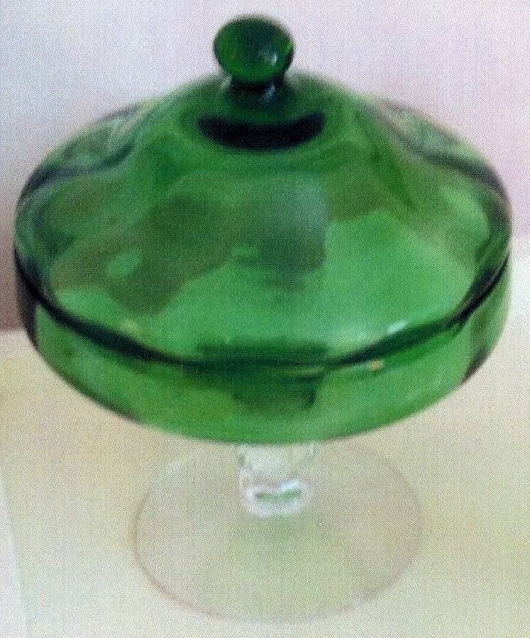 Aurora Green Low Footed Candy Box & Lid by Cambridge-1