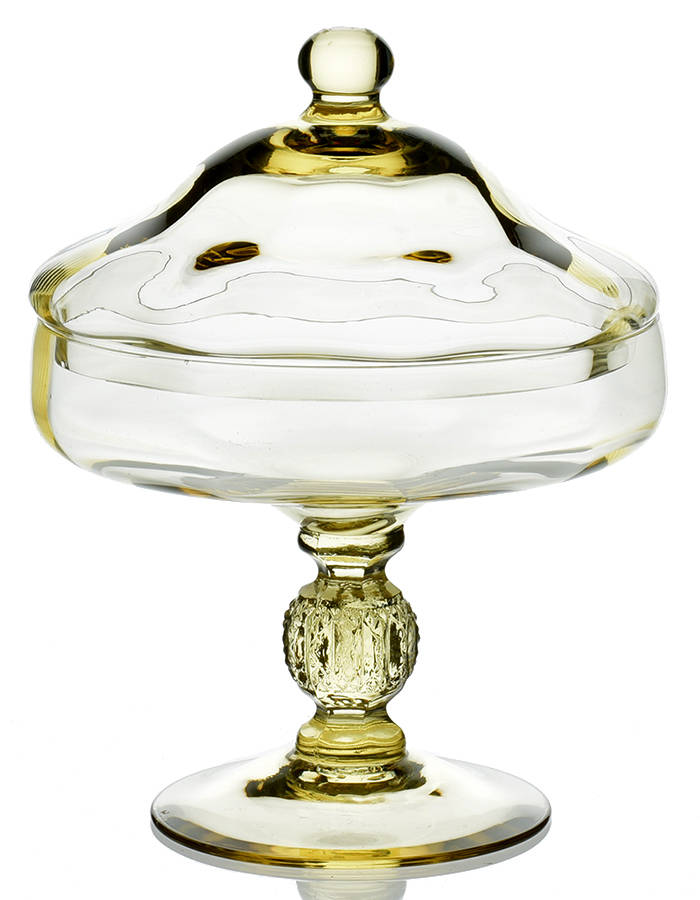 Aurora Mandarin Gold Low Footed Candy Box & Lid by Cambridge-1
