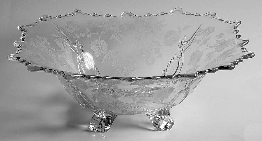 Blossom Time  Martha/445 12" 4 Toed Flared Bowl by Cambridge-1