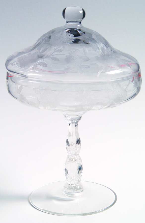 Blossom Time  3600/3 Tall Candy/Comport & Lid by Cambridge-1