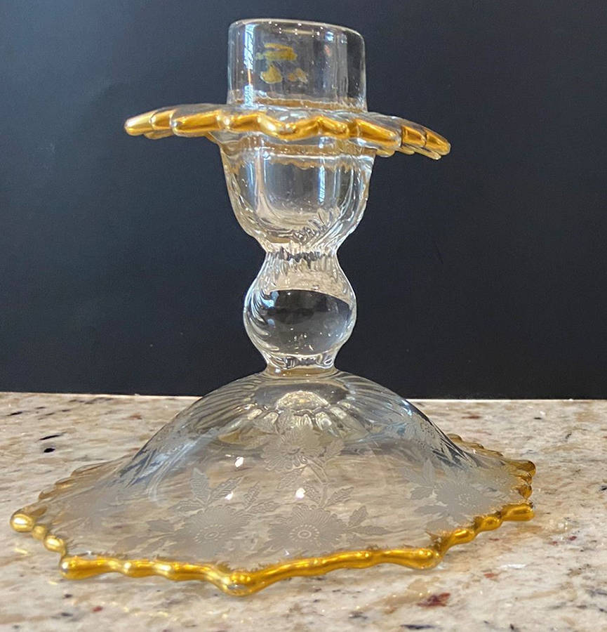 Blossom Time Hurricane Candlestick Martha Base by Cambridge-1