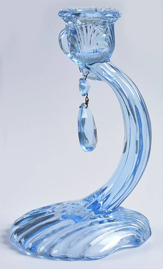 Caprice Moonlight Blue (Stem 300) Single Candlestick with 1 Prism by Cambridge-1