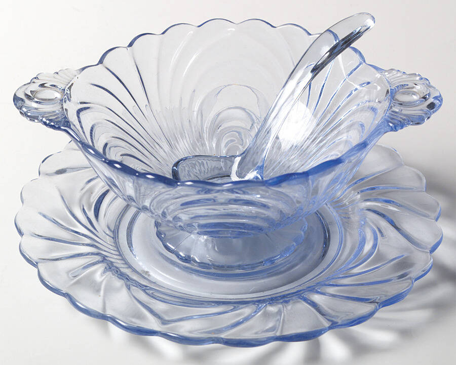 Caprice Moonlight Blue (Stem 300) Mayonnaise Bowl,  Underplate and Ladle by Cambridge-1