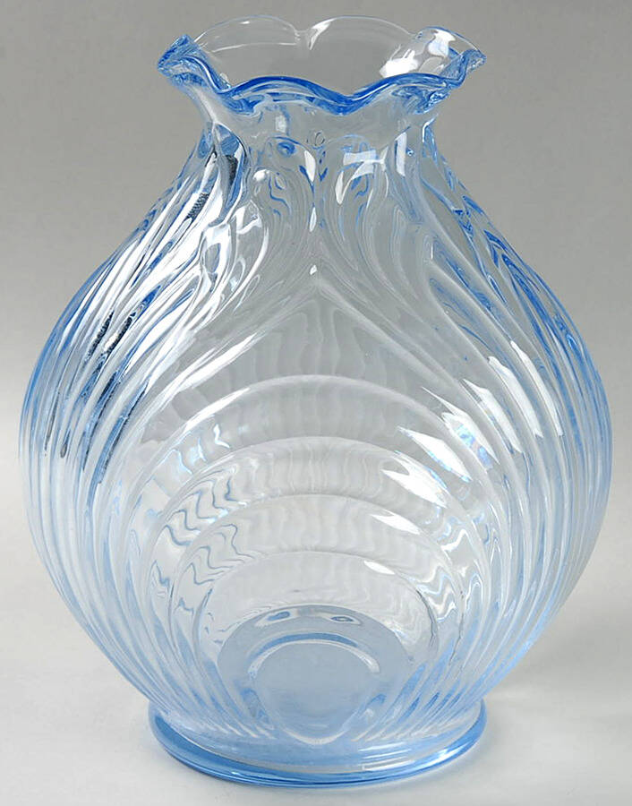 Caprice Moonlight Blue (Stem 300) 6" Ruffled Ball Vase by Cambridge-1